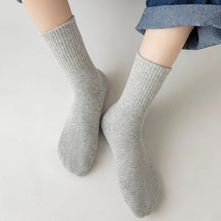 Children Cotton Solid Color Boneless Mid-Calf Breathable Sweat-Absorbent Socks, M, L, XL, XXL