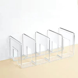 Acrylic Desktop Bookend Book Storage Rack Office Stationery Bookshelf, Regular Transparent, Thicken Transparent With Groove, Thicken Green, Thicken Purple