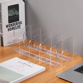 Acrylic Desktop Bookend Book Storage Rack Office Stationery Bookshelf, Regular Transparent, Thicken Transparent With Groove, Thicken Green, Thicken Purple