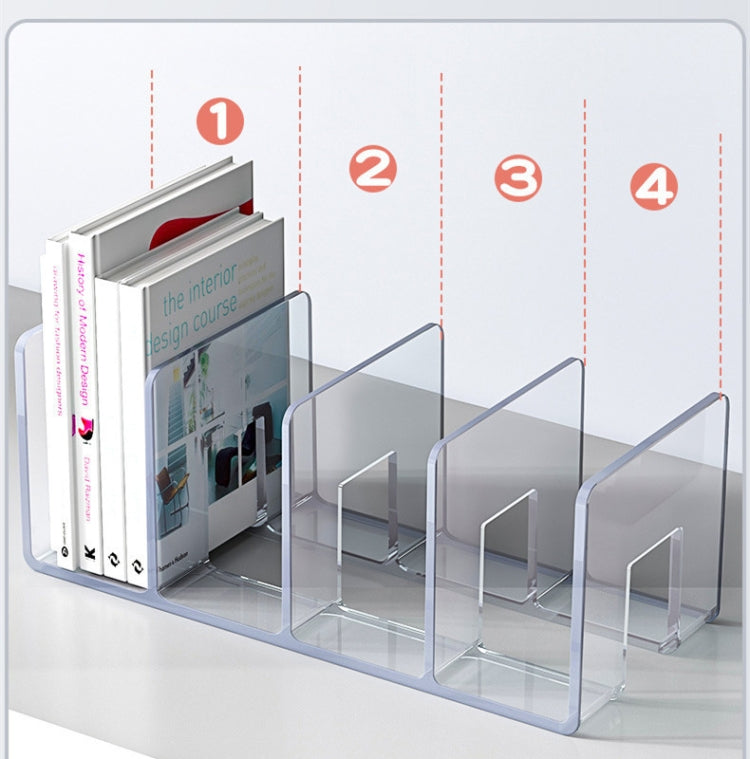 Acrylic Desktop Bookend Book Storage Rack Office Stationery Bookshelf, Regular Transparent, Thicken Transparent With Groove, Thicken Transparent, Thicken Green, Thicken Purple