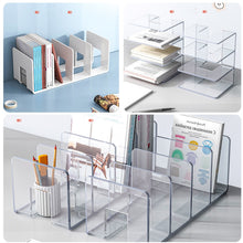 Load image into Gallery viewer, Acrylic Desktop Bookend Book Storage Rack Office Stationery Bookshelf, Regular Transparent, Thicken Transparent With Groove, Thicken Transparent, Thicken Green, Thicken Purple