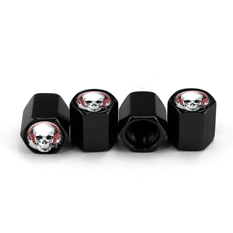 4pcs /Set Headset Skeleton Metal Tire Valve Caps Automobile Universal Modified Valve Covers, Headset Skeleton