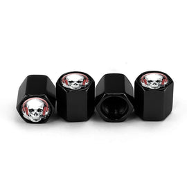 4pcs /Set Headset Skeleton Metal Tire Valve Caps Automobile Universal Modified Valve Covers, Headset Skeleton