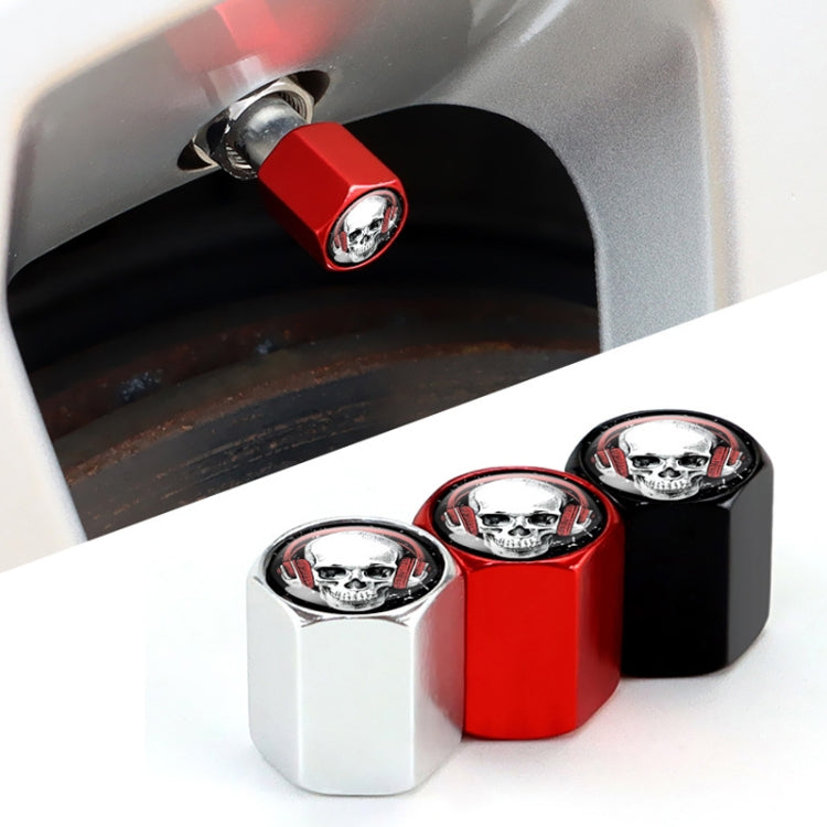 4pcs /Set Headset Skeleton Metal Tire Valve Caps Automobile Universal Modified Valve Covers, Headset Skeleton