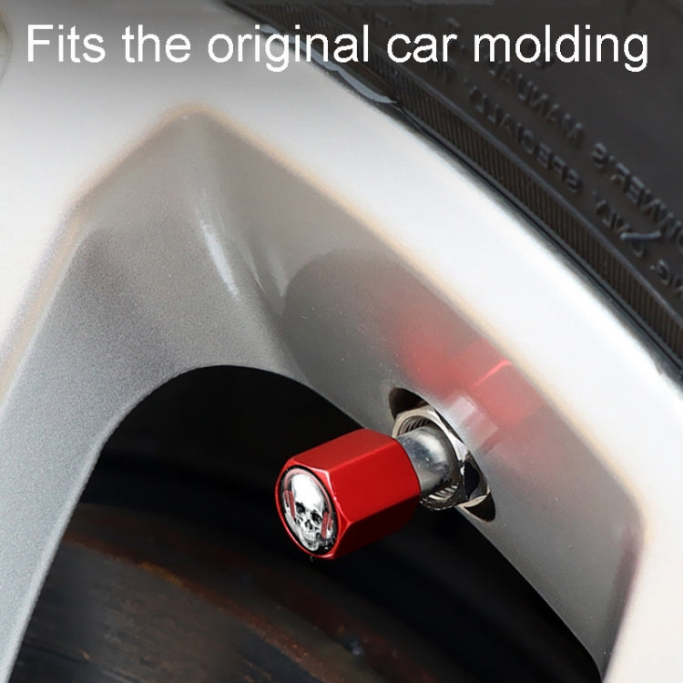 4pcs /Set Headset Skeleton Metal Tire Valve Caps Automobile Universal Modified Valve Covers, Headset Skeleton