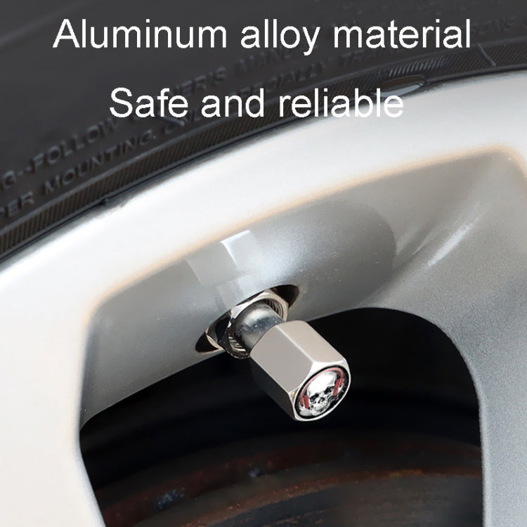 4pcs /Set Headset Skeleton Metal Tire Valve Caps Automobile Universal Modified Valve Covers, Headset Skeleton