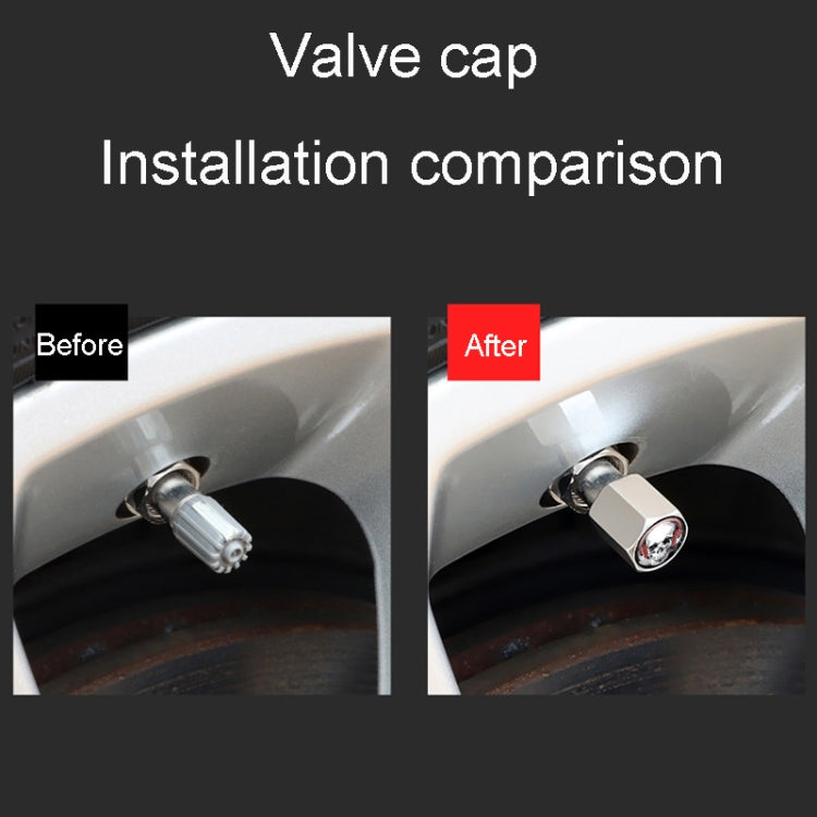 4pcs /Set Headset Skeleton Metal Tire Valve Caps Automobile Universal Modified Valve Covers, Headset Skeleton