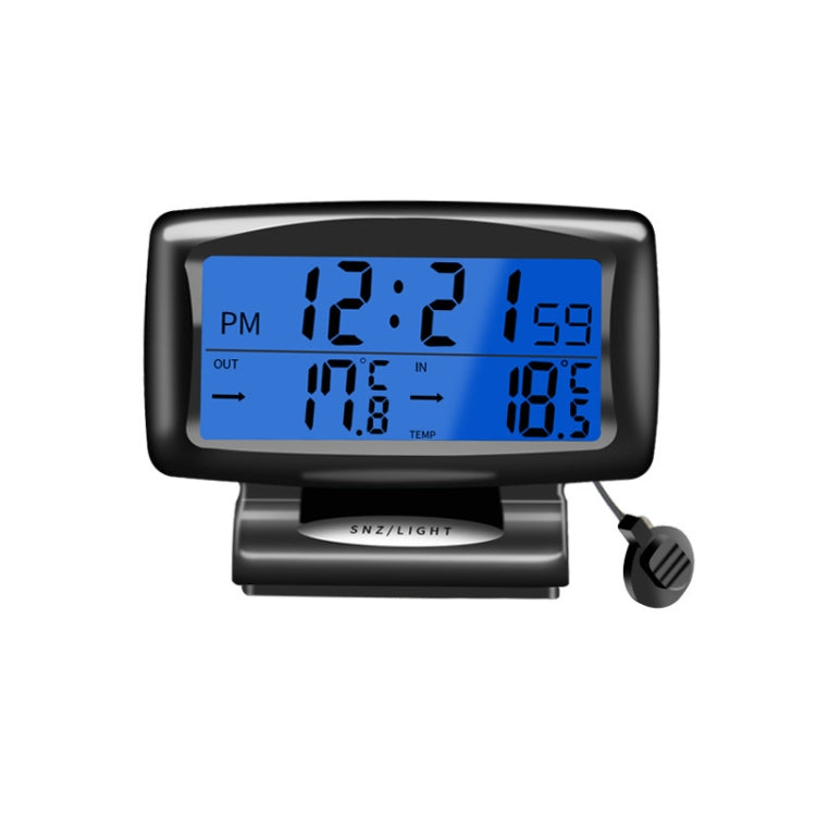 LCD Night Light Car Clock Automotive Electronics Inside And Outside Dual Thermometer, 2 in 1 Black