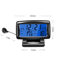 Load image into Gallery viewer, LCD Night Light Car Clock Automotive Electronics Inside And Outside Dual Thermometer, 2 in 1 Black