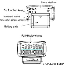 Load image into Gallery viewer, LCD Night Light Car Clock Automotive Electronics Inside And Outside Dual Thermometer, 2 in 1 Black