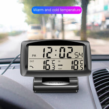Load image into Gallery viewer, LCD Night Light Car Clock Automotive Electronics Inside And Outside Dual Thermometer, 2 in 1 Black