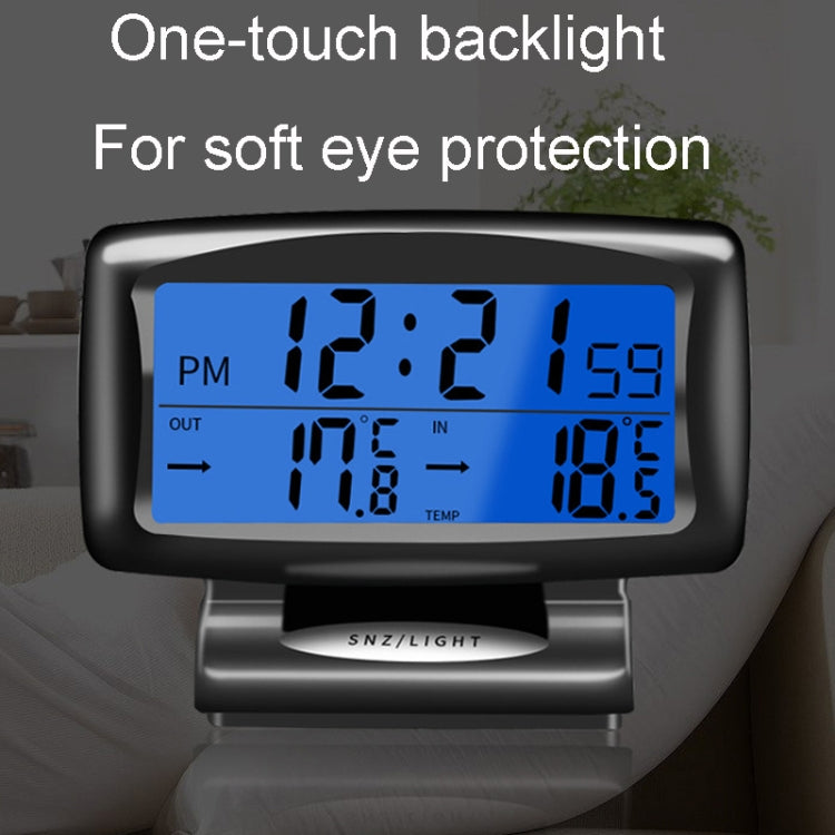 LCD Night Light Car Clock Automotive Electronics Inside And Outside Dual Thermometer, 2 in 1 Black