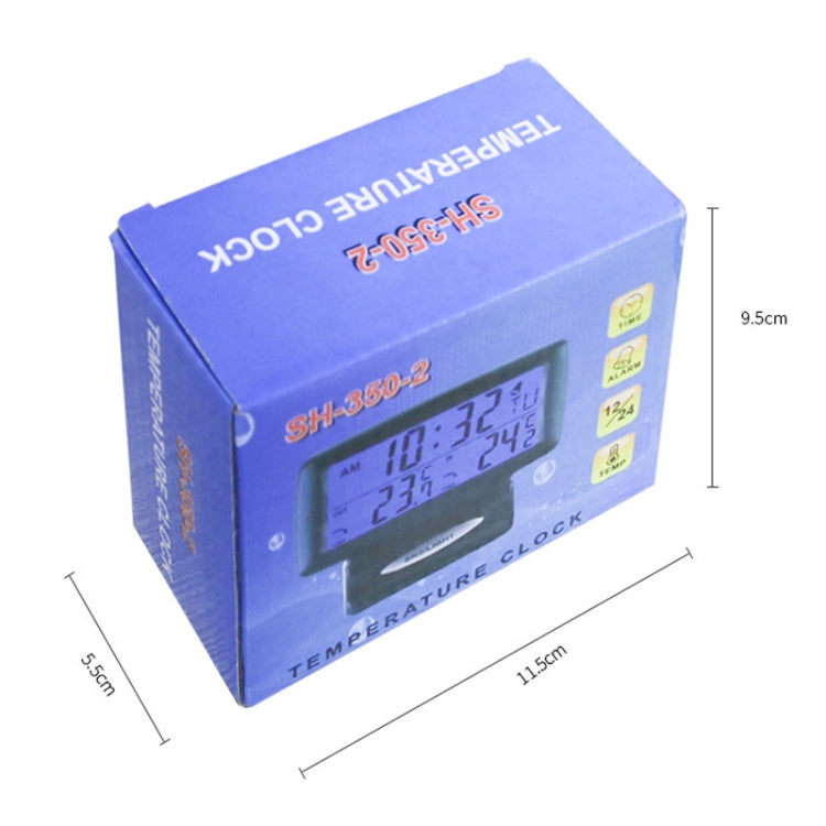 LCD Night Light Car Clock Automotive Electronics Inside And Outside Dual Thermometer, 2 in 1 Black