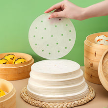 Load image into Gallery viewer, 100pcs /Pack Steamer Paper Non-Stick Disposable Grease-Proof Paper Round Air Fryer Pad, 6 Inches (15.2cm), 7 Inches (17.78cm), 8 Inches (20.3cm), 9 Inches (22.86cm)
