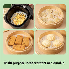 Load image into Gallery viewer, 100pcs /Pack Steamer Paper Non-Stick Disposable Grease-Proof Paper Round Air Fryer Pad, 6 Inches (15.2cm), 7 Inches (17.78cm), 8 Inches (20.3cm), 9 Inches (22.86cm)
