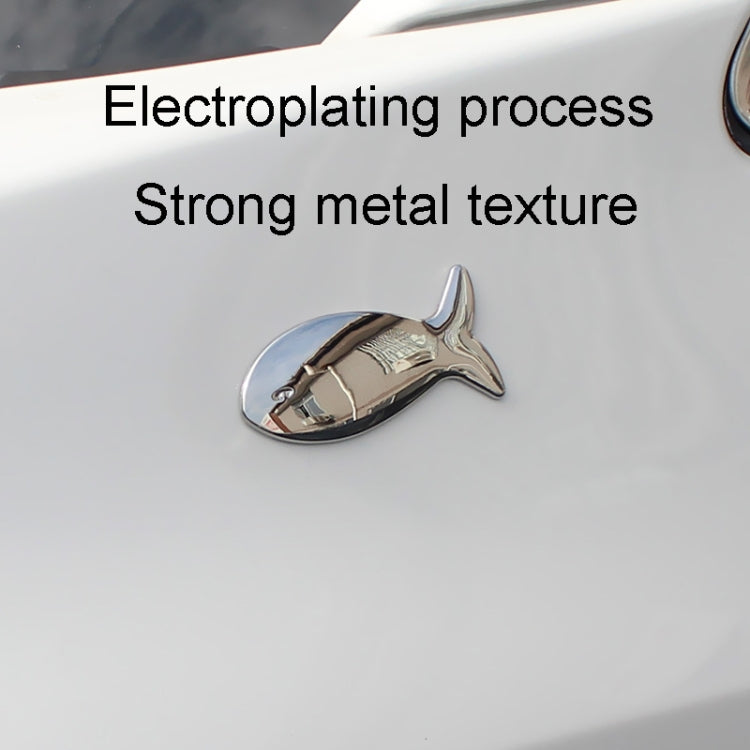 Fish-Shaped Car Metal Stickers Car Body Tail Marker Decorative Decals, Fish-Shaped