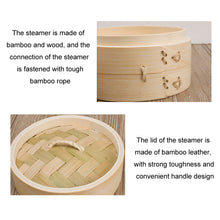Load image into Gallery viewer, Bamboo Bun Steamer Food Veggie Steamer Basket, 21cm Cover, 21cm Cage, 27cm Cover, 27cm Cage