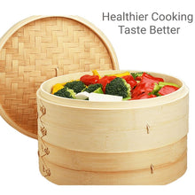 Load image into Gallery viewer, Bamboo Bun Steamer Food Veggie Steamer Basket, 21cm Cover, 21cm Cage, 27cm Cover, 27cm Cage