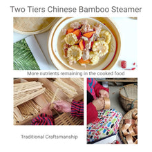 Load image into Gallery viewer, Bamboo Bun Steamer Food Veggie Steamer Basket, 21cm Cover, 21cm Cage, 27cm Cover, 27cm Cage