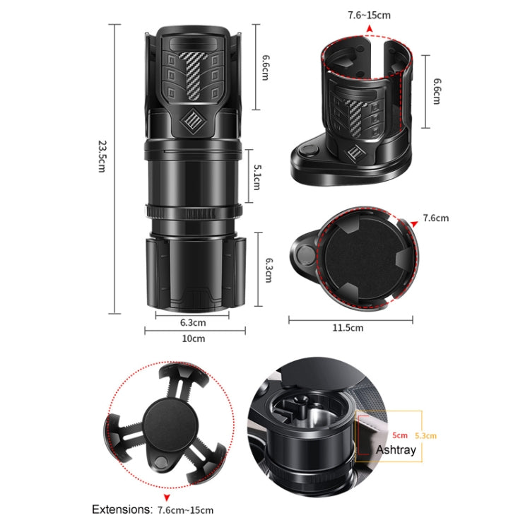 Carbon Fiber Multifunctional Car Modified Water Cup Holder Ashtray