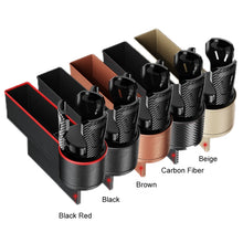 Load image into Gallery viewer, Car Seat Gap Storage Box Car Water Cup Holder Ashtray, Left Black Red, Left Carbon Fiber, Left Brown, Left Beige, Left Black, Right Black Red, Right Carbon Fiber, Right Brown, Right Beige, Right Black