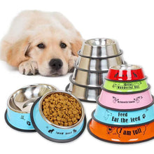 Load image into Gallery viewer, Anti-tip Stainless Steel Pet Bowl Cat Dog Food Basin, M 15cm, L 18cm, XL 22cm, XXL 26cm
