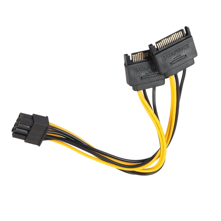 Full Copper GPU Graphics Card 8 Pin Female To Double 15 Pin SATA Computer Motherboard Power Transfer Line, 0.2m
