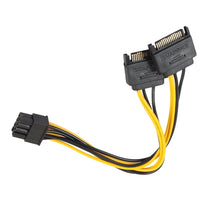 Load image into Gallery viewer, Full Copper GPU Graphics Card 8 Pin Female To Double 15 Pin SATA Computer Motherboard Power Transfer Line, 0.2m
