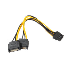 Load image into Gallery viewer, Full Copper GPU Graphics Card 8 Pin Female To Double 15 Pin SATA Computer Motherboard Power Transfer Line, 0.2m