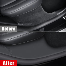 Load image into Gallery viewer, For Tesla Model Y Rear Door Built-In Sill Strip Rear Seats Anti-Kick Leather Protective Pad, Black, Carbon Fiber, TPE