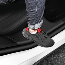 Load image into Gallery viewer, For Tesla Model Y Rear Door Built-In Sill Strip Rear Seats Anti-Kick Leather Protective Pad, Black, Carbon Fiber, TPE