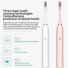 Load image into Gallery viewer, Rechargeable Ultrasonic Soft Bristle Electrical Toothbrushes Flosser 6 Gear With 4 Brushes