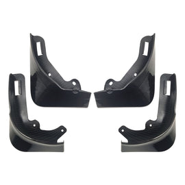 For Tesla Model Y Car Punch-Free Front And Rear Wheel Soft Rubber Mudguards, Matte Black, Carbon Fiber
