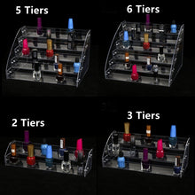 Load image into Gallery viewer, Acrylic Nail Polish Display Rack Transparent Ladder Stand Cosmetic Essential Oil Bottle Holder, 2 Layers, 3 Layers, 4 Layers, 5 Layers, 6  Layers, 7 Layers