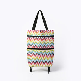 2 In 1  Oxford Cloth Shopping Bag Foldable Shopping Trolley Cart