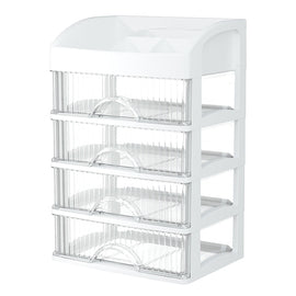 Desktop Drawer Organizer Multi-Layer Cosmetic Jewelry Box Stationery Multi-Functional Organizer, 5 Layer White Drawer (White), 5 Layer Black Drawer (White), 5 Layer Black Drawer (Pink), 4 Layer White Drawer (White), 4 Layer Black Drawer (White)        ...