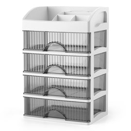 Desktop Drawer Organizer Multi-Layer Cosmetic Jewelry Box Stationery Multi-Functional Organizer, 5 Layer White Drawer (White), 5 Layer Black Drawer (White), 5 Layer Black Drawer (Pink), 4 Layer White Drawer (White), 4 Layer Black Drawer (White)        ...