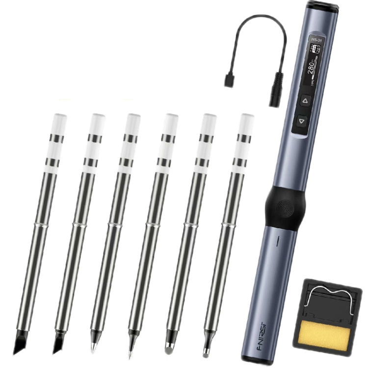 FNIRSI 4pcs/ Set Mini Soldering Station Digital Display Constant Temperature Smart Soldering Iron, Blue Standard BC2, Black Standard BC2, Blue Standard 6 Heads, Black Standard 6 Heads