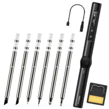 Load image into Gallery viewer, FNIRSI 4pcs/ Set Mini Soldering Station Digital Display Constant Temperature Smart Soldering Iron, Blue Standard BC2, Black Standard BC2, Blue Standard 6 Heads, Black Standard 6 Heads
