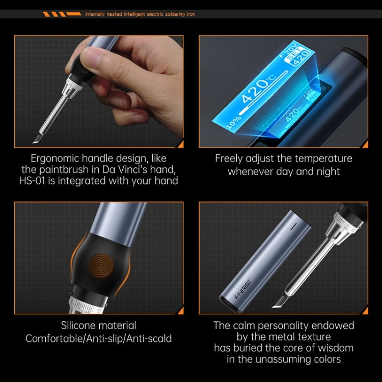 FNIRSI 4pcs/ Set Mini Soldering Station Digital Display Constant Temperature Smart Soldering Iron, Blue Standard BC2, Black Standard BC2, Blue Standard 6 Heads, Black Standard 6 Heads