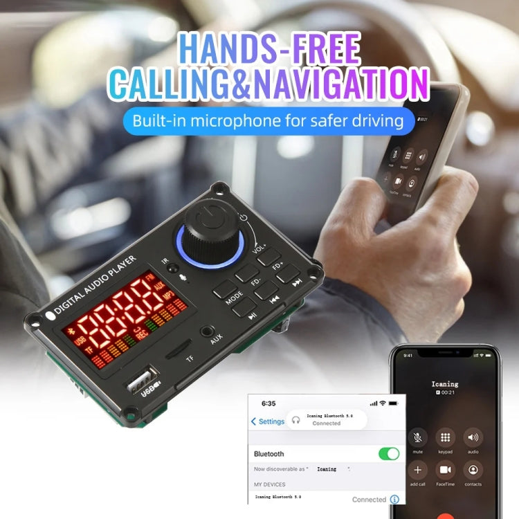 100W 12V TPA3116 Color Screen Power Amplifier Bluetooth Decoder Board With Recording Call, Silicone Remote Control, Small Silicone Remote Control, Small Remote Control
