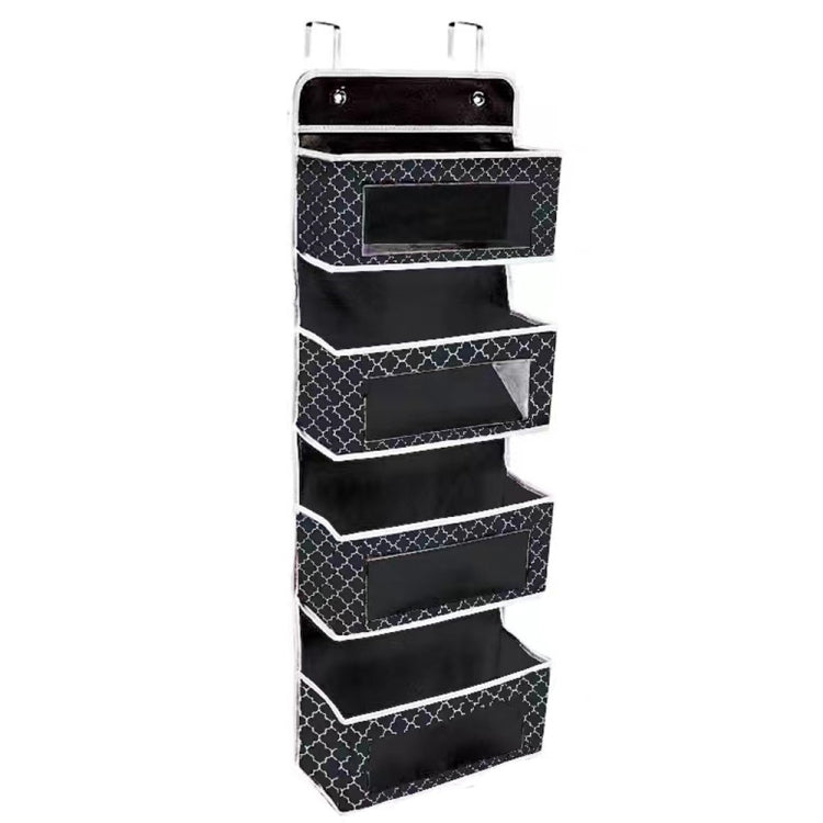 GD03 Wall-Mounted Fabric Storage Bag Wardrobe Room Door Behind Hanging Bag, Gray 4-grids, Beige 4-grids, Brown 4-grids, Black 4-grids, 4+1 Gray, 4+1 Beige, Wave Pattern 4-grids, Lantern Flower 4-grids