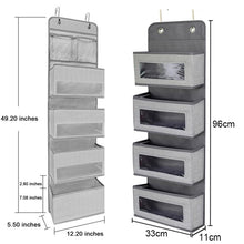 Load image into Gallery viewer, GD03 Wall-Mounted Fabric Storage Bag Wardrobe Room Door Behind Hanging Bag, Gray 4-grids, Beige 4-grids, Brown 4-grids, Black 4-grids, 4+1 Gray, 4+1 Beige, Wave Pattern 4-grids, Lantern Flower 4-grids
