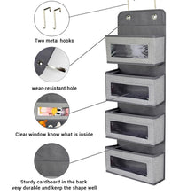 Load image into Gallery viewer, GD03 Wall-Mounted Fabric Storage Bag Wardrobe Room Door Behind Hanging Bag, Gray 4-grids, Beige 4-grids, Brown 4-grids, Black 4-grids, 4+1 Gray, 4+1 Beige, Wave Pattern 4-grids, Lantern Flower 4-grids