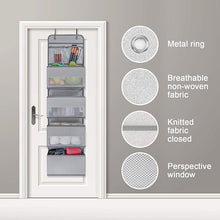 Load image into Gallery viewer, GD03 Wall-Mounted Fabric Storage Bag Wardrobe Room Door Behind Hanging Bag, Gray 4-grids, Beige 4-grids, Brown 4-grids, Black 4-grids, 4+1 Gray, 4+1 Beige, Wave Pattern 4-grids, Lantern Flower 4-grids