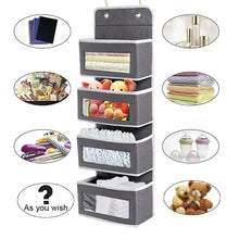Load image into Gallery viewer, GD03 Wall-Mounted Fabric Storage Bag Wardrobe Room Door Behind Hanging Bag, Gray 4-grids, Beige 4-grids, Brown 4-grids, Black 4-grids, 4+1 Gray, 4+1 Beige, Wave Pattern 4-grids, Lantern Flower 4-grids
