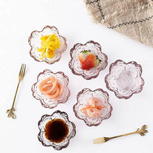 Load image into Gallery viewer, 5pcs /Set Hammer Glass Cherry Blossom Dish House Sauce Plate Small Dish, Pink, Gold Edge Pink, Transparent