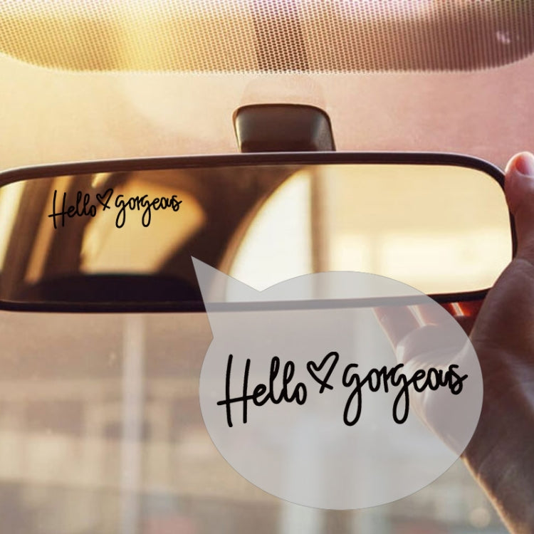 Hello gorgeous Car Stickers Inverted Rear Mirror Glass Sticker, Hello gorgeous