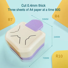 Load image into Gallery viewer, 3 In 1 Fancy Corner Cutter Multi-angle Corner Cutter Chamfering Embosser, Flat Corner (Pink), Beauty Corner (Purple), Round Corner (Green), Round Corner (Blue)