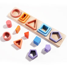 Load image into Gallery viewer, Children Geometric Shapes Color Matching Building Blocks Columns Toys